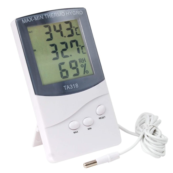 DIGIFLEX Bärbar vägg-/skrivbords-LCD-display inomhus/utomhus Termometer Hygrometer med 2 sensorer