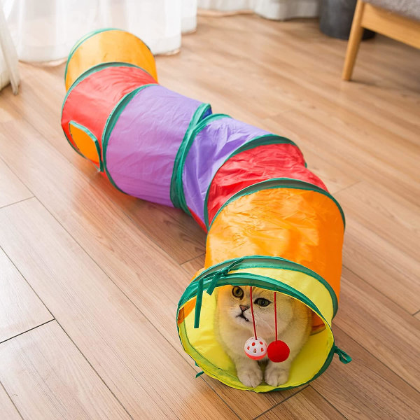 Katttunnel med lekboll, interaktiv peek-a-boo Cat Chute Cat Tube Toy, Camouflage S-tunnel för innekatt