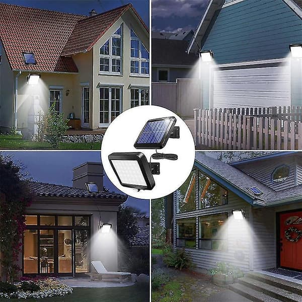 Solcellevegglampe Utendørs Bevegelsessensor Lys 56 LED Se