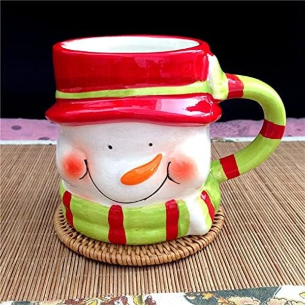 Julekrus Keramisk dyrekopp Julenissen Elg Par Water Millk Coffee Tea M snowman without cover