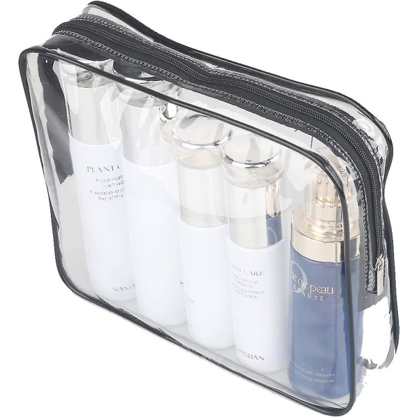 3-pack stor genomskinlig necessär för resor, vattentät genomskinlig plastpåse för kosmetisk smink