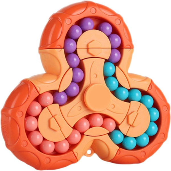 Seks-sidet roterende finger Rubik's Cube - Seks-sidet afstressende finger roterende legetøj - Puslespil afstressende puslespil spil sanse legetøj (Orange)