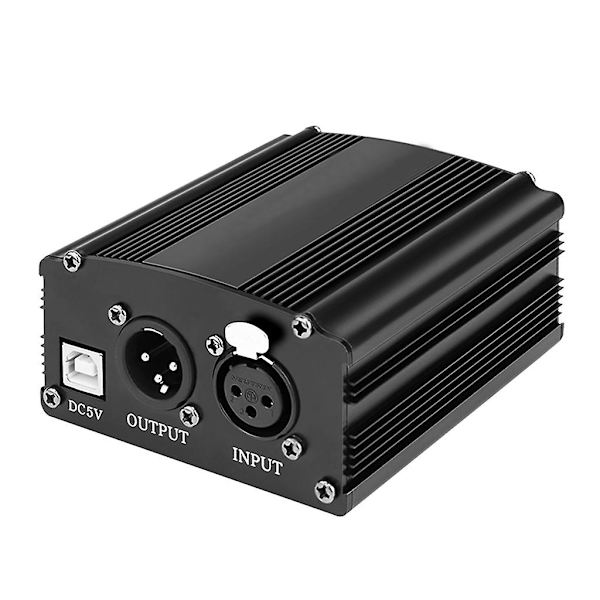 Bærbar 1-kanals 48v USB Phantom Power USB-kabel XLR 3-bens mikrofonkabel til alle kondensatormikrofoner tilbehør