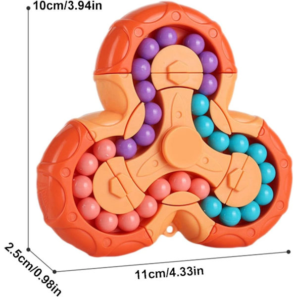Seks-sidet roterende finger Rubik's Cube - Seks-sidet afstressende finger roterende legetøj - Puslespil afstressende puslespil spil sanse legetøj (Orange)