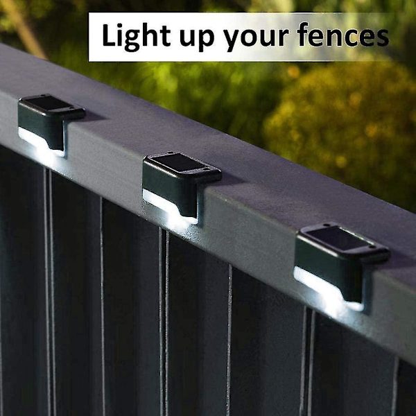 Vandtæt solcelle hegn lys, solcelle dæk lys, trappe lys, Ip65 LED solcelle have lys til terrasse trappe hegn (varmt lys-sort, 12 stk)