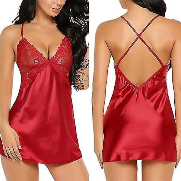 Damunderklänning Babydoll Set red