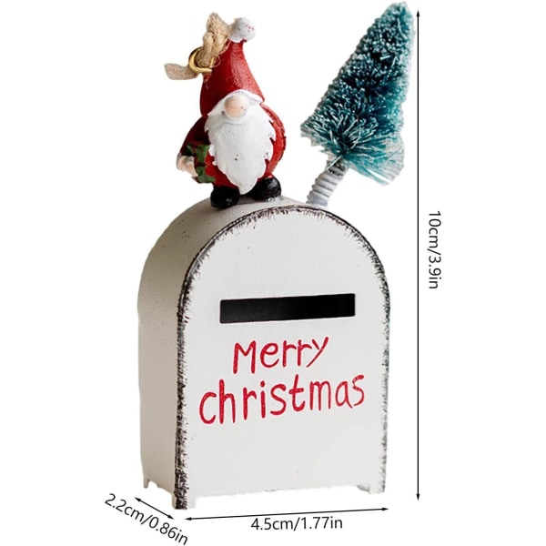 Julenissekortholder - rustikk konvoluttboks metallkortholder for hjemmeinnredning, liten kortholder for kortkonvolutter, bursdag, konfirmasjonsfest (hvit) White
