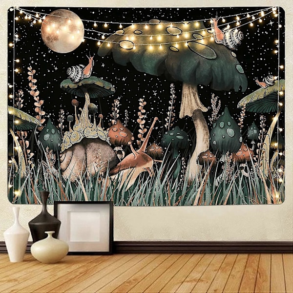 Trippy Sienitapetti Kuu ja Tähdet Tapetti Etanatapetti Fantasiakasvit ja Lehdet Tapetti Seinävaate Huoneeseen (130 x 150 cm)