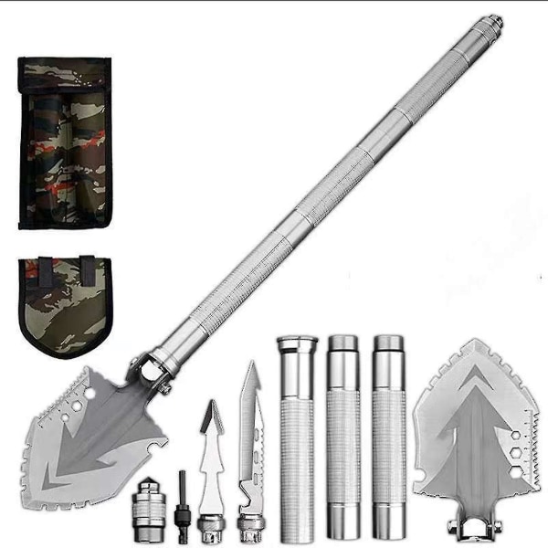 Överlevnadsspade Fällbar Multifunktionell Camping Utomhus, Militär Fällbar Spade För Gräva, Vandra, Bil Nöd 3-section handle