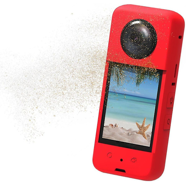 Silikoni suojakotelo yhteensopiva Insta360 One X3:n kanssa, jossa objektiivin suojakorkki Panoraama-toiminta kameran kantolaukku Red