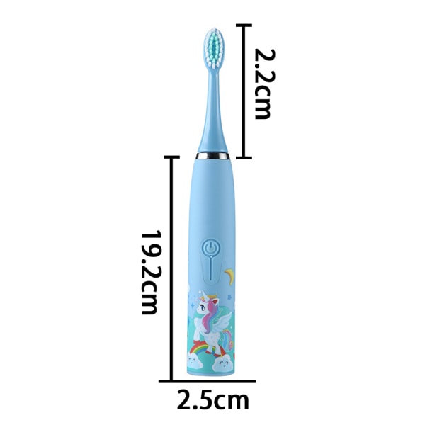 Elektrisk tannbørste for barn med 6 børstehoder, IPX7 vanntett, innebygd smart timer Blue