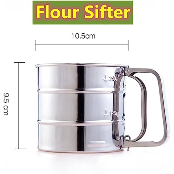 Melsifter, Rustfri Stål Sifter til Bagning, Dobbeltlags Sifter, Pulver Sukker