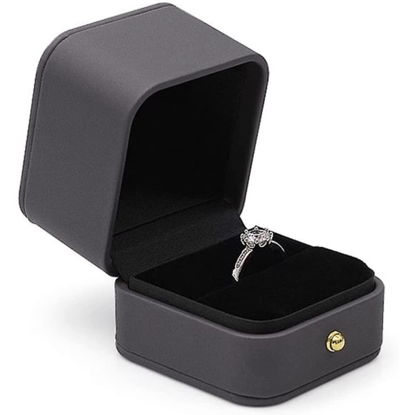 Forlovelsesring Æske Grøn, Firkant Læder Fløjl Ringbærer Æske, Premium Smuk Vintage Enkelt Slot Ring Æske Til Frieri, Bryllup, Ceremoni, Jubilæum