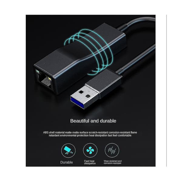 USB til Ethernet-adapter, USB 3.0 til Gigabit Ethernet LAN-netværksadapter, driverfri, kompatibel med