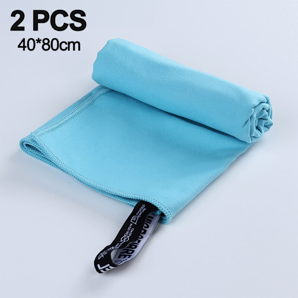 Handduk Mikrofiber Handduk - Resor och Sport. Snabbtorkande - Superabsorberande. 2-pack 40*80cm Light blue