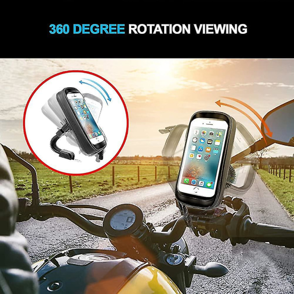 Vattentät motorcykeltelefonhållare 360 graders rotation motorcykel scooter smartphone