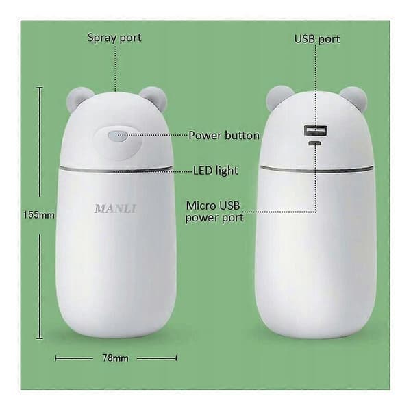Isbjørn Luftfugter Mini Luftfugter Hjemme Luftfugter Bil Luftfugter USB Luftfugter, Blå