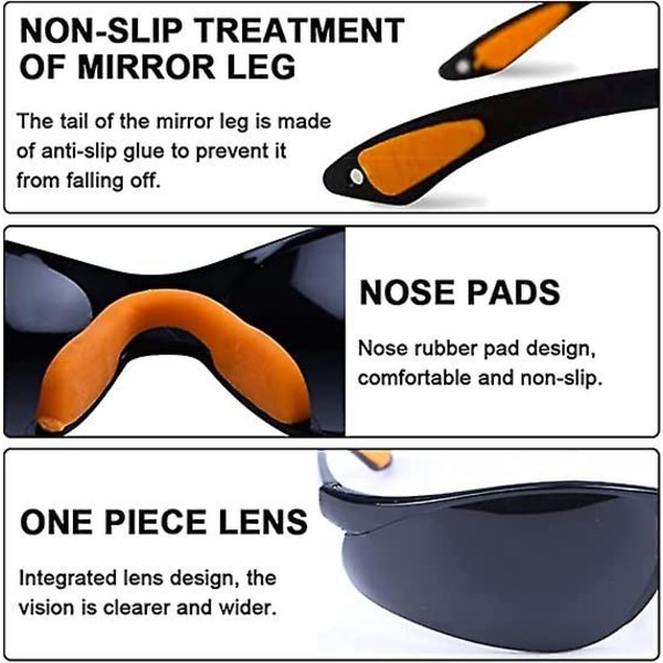 Sorte 12 vernebriller Vernebriller Arbeidsbriller Vernebriller, vernebriller med klare linser, ripebestandig, antidugg og anti-uv