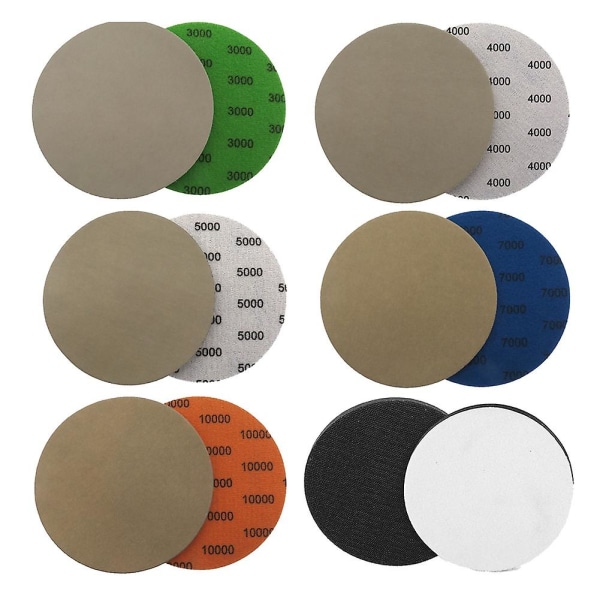 6 Inch 3000 4000 5000 7000 10000 Sandpaper Grinding Disc, With Interface Pad, 25 Pieces Of Dry And Wet Sandpaper