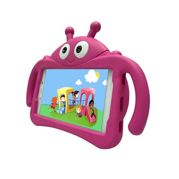 Barn Ladybug Fodral för Samsung Galaxy Tab A 8.0 T380 T385 2017, Kickstand Heavy Duty Stöttåligt Skal, Hållbart Rose Red