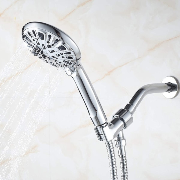 Duschhuvud Handhållen Duschhuvud, 9 Inställningar Högtrycks Handhållen Duschhuvud med Massage Spa och Pausläge, Lätt att Installera, Krom Finish