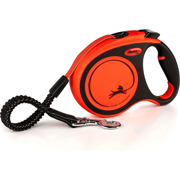 Flexi Xtreme Tape Orange & Black Large 5 m udtrækkelig hundesnor/snor til hunde op til 65 kg/143 lbs