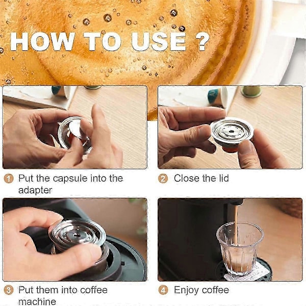 Kaffekapseladapter för Vertuo-maskiner, Kaffepodsadapter i rostfritt stål för Vertuo /Vertuo NeBorste ingår ej