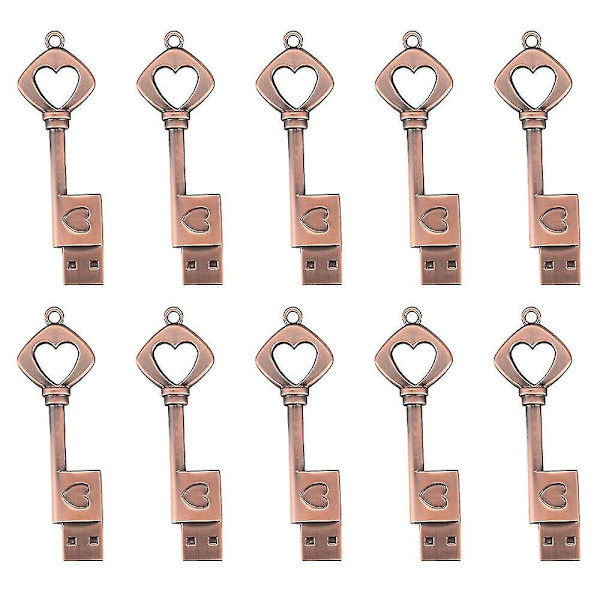 10x USB 2.0 Metal USB-muistitikku Puhdas kupari Sydän USB-muistitikku (kupari, 8 Gt)