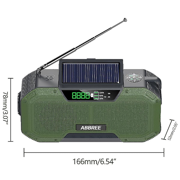 Grøn Nødradio 5000mah Solar Håndsving Bærbar Am/f