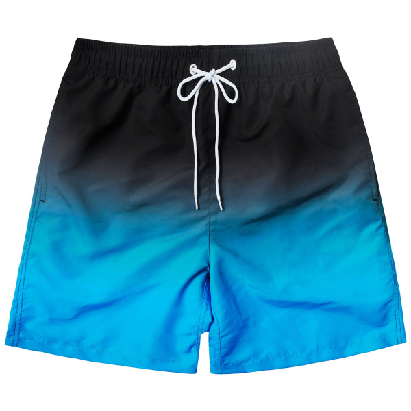 Korte badebukser for menn, hurtigtørrende strandbadeshorts, Color Changin black blue XL