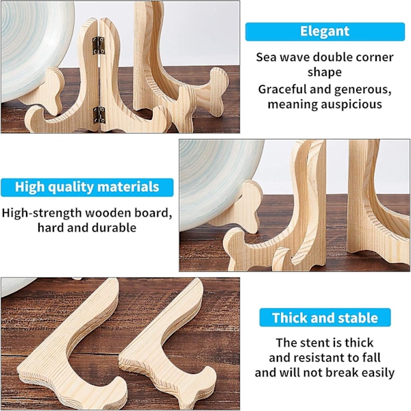 4 kpl 2 kokoa puinen tauluteline näyttöteline, 5,5''/4,7''(14cm/12mm) Pieni lautaset Crday lahja