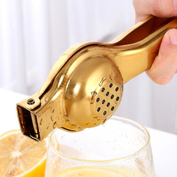 Gylden rustfrit stål citronklips juicer manuel frugt juicer lille citronklips