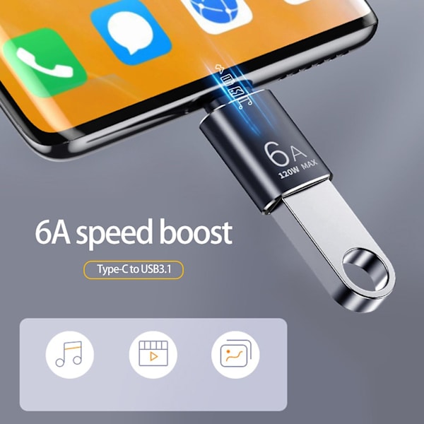Otg-adapter Type-c til USB Plug and Play Driver-fri 10gbps Minneutgivelse 6a Type-c Hunn til Usb3.0 Otg-konverter Kompatibel Telefon By Black