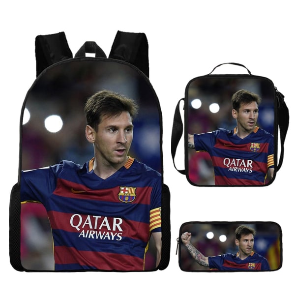 3 kpl/setti jalkapalloilija Lionel Messi reppu opiskelijan koululaukku K backpack