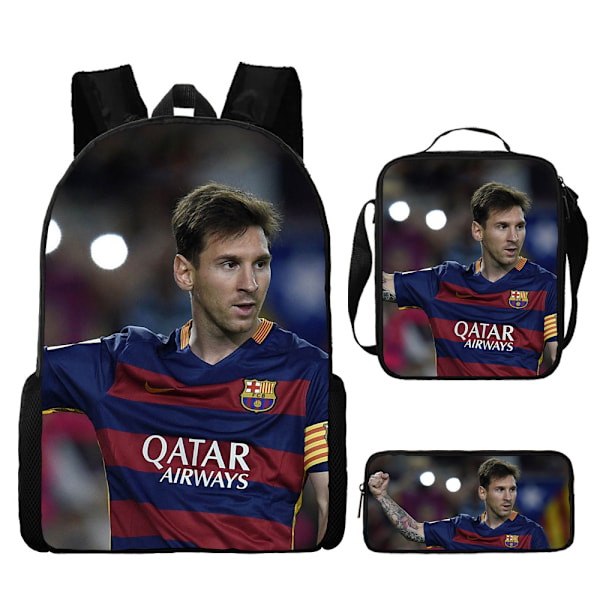 3 kpl/setti jalkapalloilija Lionel Messi reppu opiskelijan koululaukku K satchel