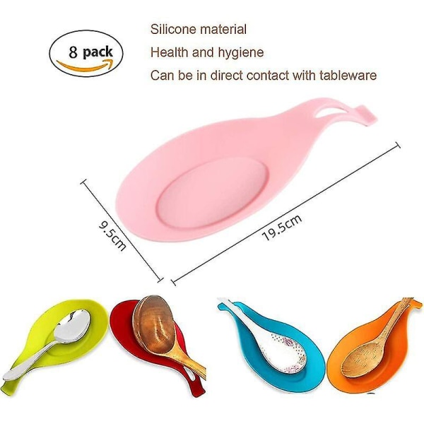 Silikoneske Rest, 8 stk. Silikoneskeholder Mandelform Ske Rest Multifunktion