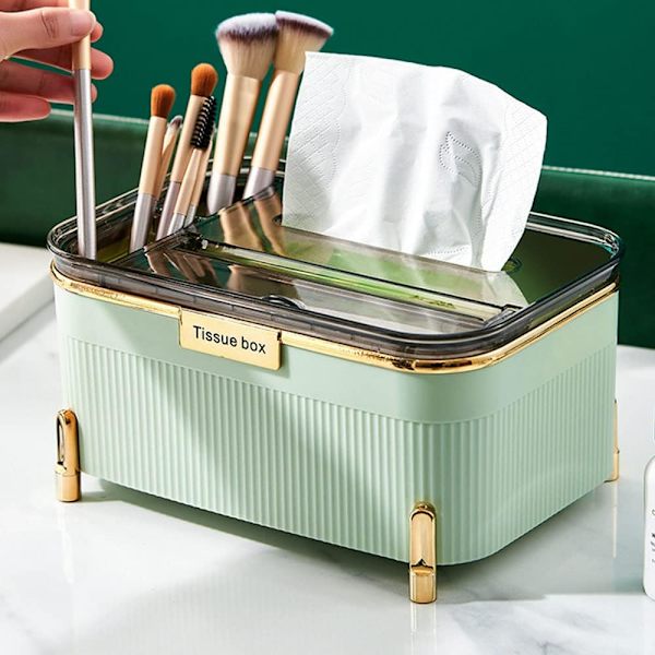 Rektangulär servettlådeöverdrag med förvaringsfack, dekorativ ansiktsvävnad Elegant white