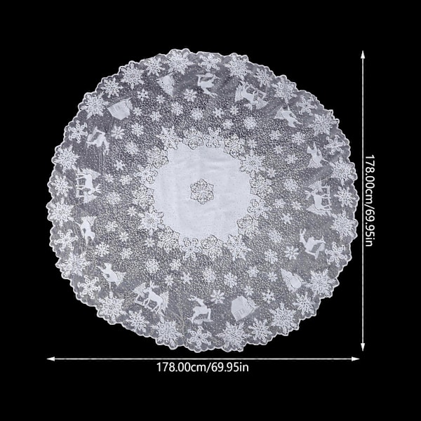 Julebordduk med snøflak og elg, rund, juletema