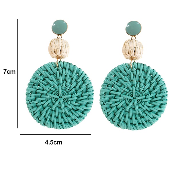 Ukendt Kvinde Boho Raffia Resort Strand Øreringe turquoise