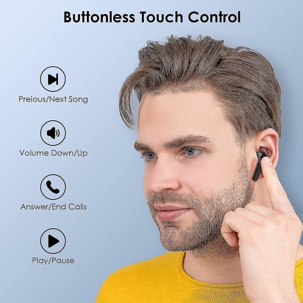 Trådløse øretelefoner, Bluetooth 5.1-hovedtelefoner med støjreducerende Bluetooth-øretelefoner (sorte)