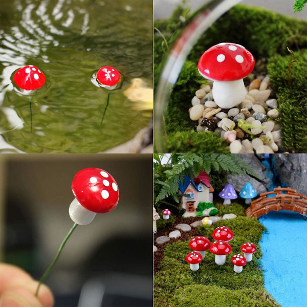20-delers Mini Mushroom Miniatyr Kunstig Hage Eventyr Bonsai Plant Bonsai Resin Teknologi Dekorasjon Hjem Gjør-det-selv Miniatyr Landskapsdekorasjon