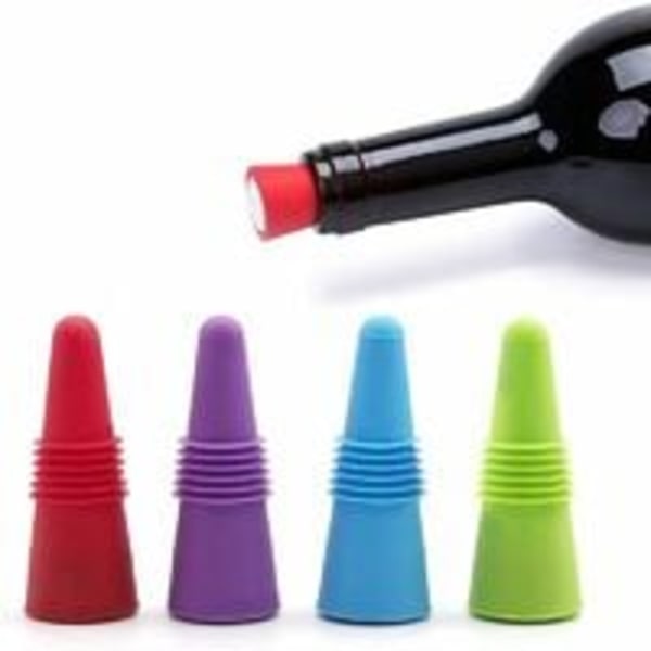 Silikonflaskpropp, vinpropp 8 delar Flerfärgad återanvändbar flaskpropp med tråd för vin- och dryckesflaska