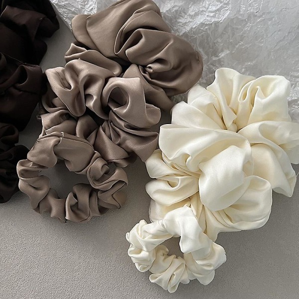 2-pack vita satin hårsnoddar scrunchie hårsnoddar rep färgglada scrunchies för flickor kvinnor