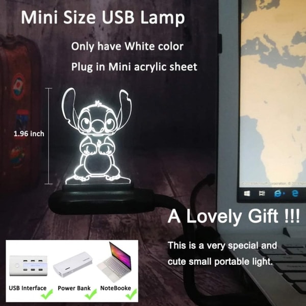 Lilo & Stitch Lampe Tegneserie Søt Stitch Figur Venner 3D LED