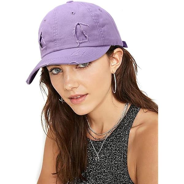 Vintage Distressed Washed Baseball Cap Mænd Kvinder Justerbar Trucker Hat Golf Dad Hat(Lilla) Purple