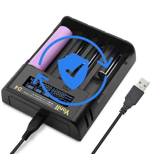 4-slot LCD-skærm batterioplader Smart USB LCD batterioplader Lithium elektronisk oplader