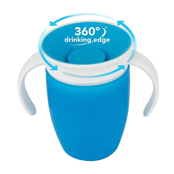 Munchkin Miracle 360 Læringskop med Håndtag, Lækagesikker, 6+ år, Blå/grøn, 207ml (pakke med 2), Blå