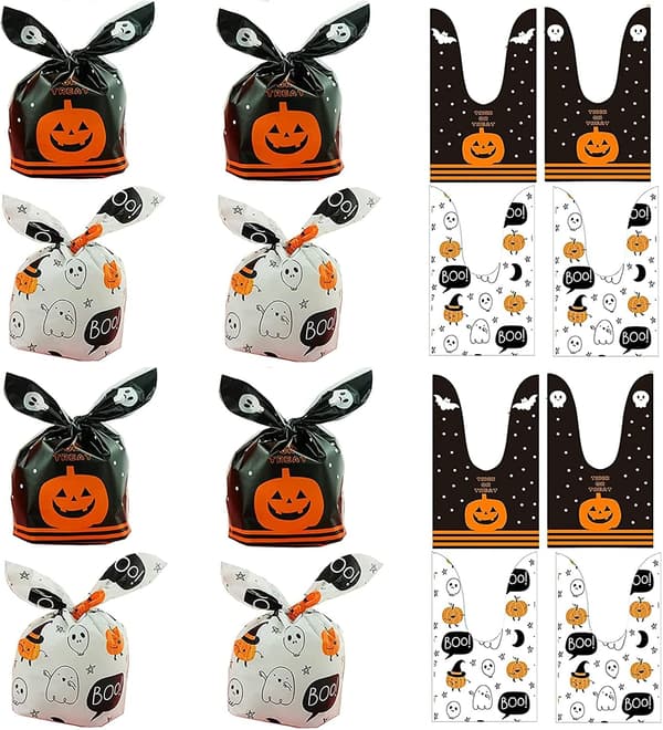 150 st Halloween-godispåsar i plast, orange pumpa