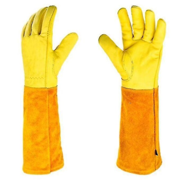 Långa läderträdgårdshandskar för kvinnor och män, taggfria handskar