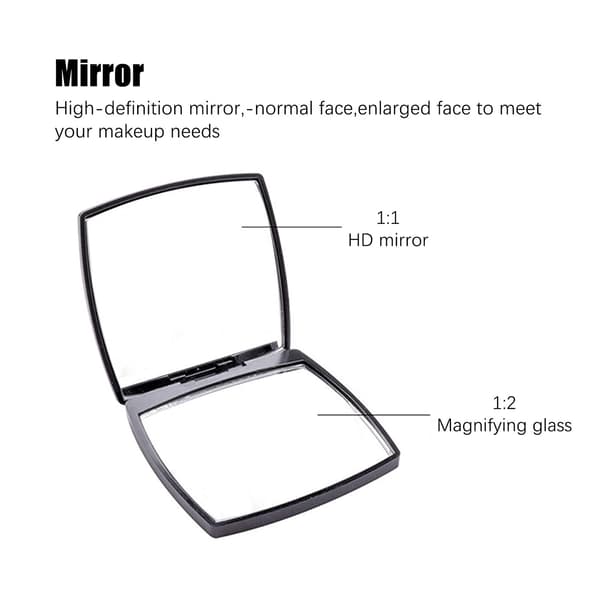Firkant makeup spejl, bærbar dobbeltsidet foldespejl